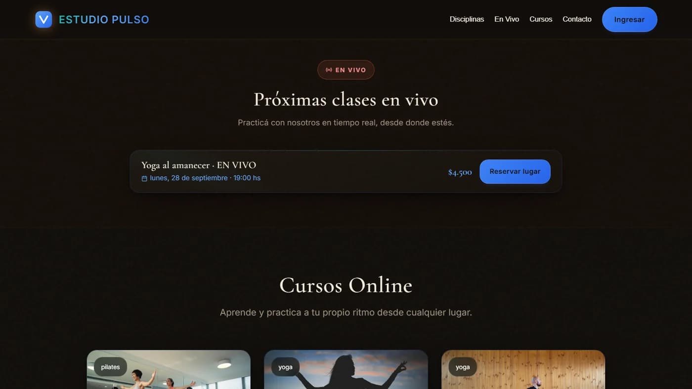 Sala de videos de un estudio, con cursos de yoga y pilates a la venta