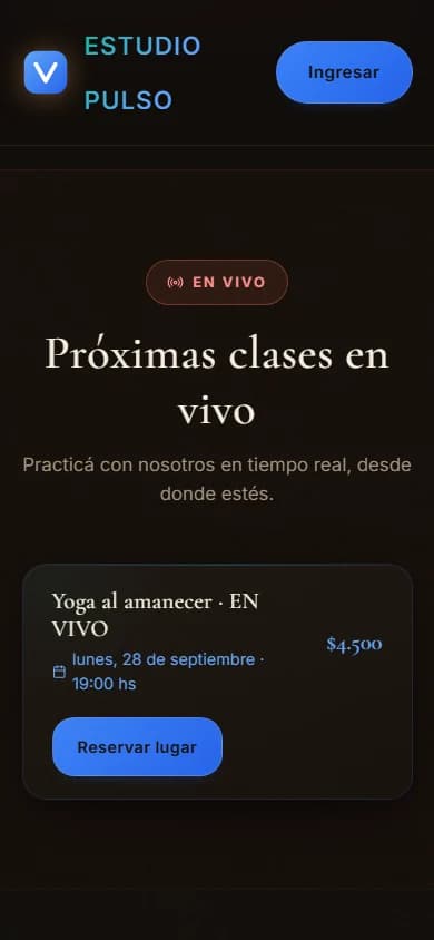 Las clases en vivo del estudio en el celular